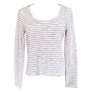 Madewell Scoop Neck Textured Knit Top Ivory Stripe S